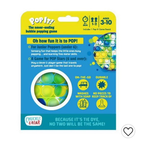 Bundle of 2 boxes- Pop It! Blue-Green Tie Dye Bubble Popping and Sensory Game, - Picture 2 of 2